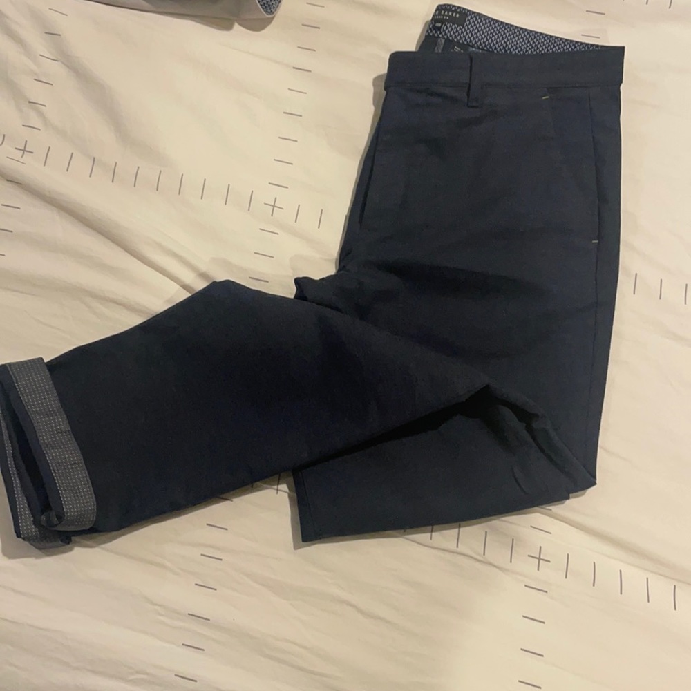 Ted Baker London Navy Classic Fit Trousers, Size 30R